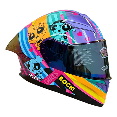 Casco Chicas Superpoderosas Kov Abatible Arcoiris Diseño CHICAS SUPERPODEROSAS MORADO Tamaño del casco M | Envío gratis
