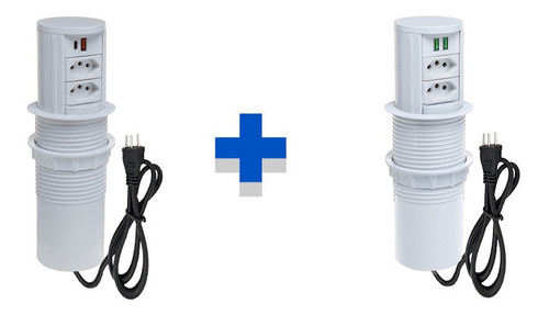 Kit Torres Tomadas Totem Automático 2 Tom 20a 2 E 2usb 4.9a Cor Branco