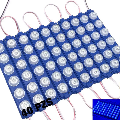 Time4buy 40 Pzs Módulos De 6 Led Encapsulados Multiuso Colores 12v, Luz Decorativa Impermeable Para Caja De Luz, Letreros, Publicidad Con Cinta Adhesiva En La Parte Trasera Ip65(azul) | MercadoLibre