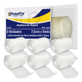 Atadura Rayon Bandagem 7,5cm X 5 Metros Kit 3 Unidades