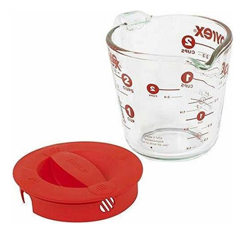 Vaso Medidor De Vidrio Pyrex Prepware Para 2 Tazas Con Tapa