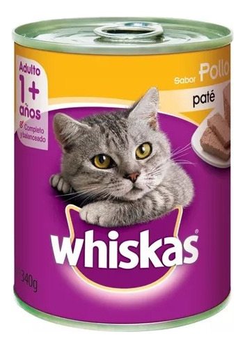 Whiskas Alimento Húmedo Lata Gato Sabor Pollo 340gr 