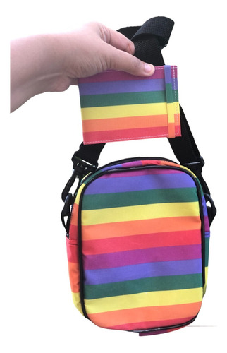 Kit Bolsa De Ombro Shoulder Bag E Carteira Slim Pride Lgbt
