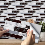 27pcs Azulejos Adhesivos Cocina Baño Ladrillo Blanco Negro