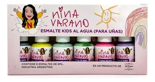 Kit 6 Esmaltes Uñas Al Agua Para Nena Y 1 Sticker Las Varano