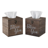 Bless You - Juego De 2 Fundas Para Caja De Pañuelos De Mader