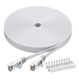 Busohe Cat6 Cable Ethernet 60 Ft Blanco, Cat-6 Flat Computer