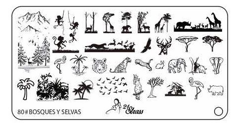 Placa Stamping Naturaleza - Bosque Y Selva 21 Strass