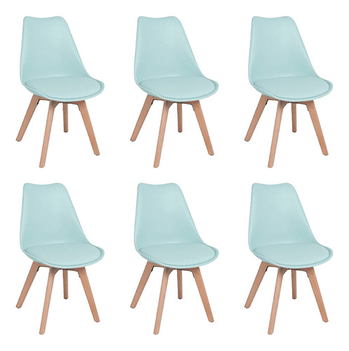 Pack 6 Silla Eames Menta  Acolchada Dsw Comedor Escritorio 