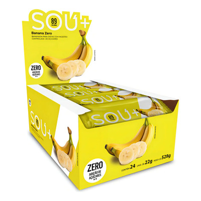Barra de cereal SOU MAIS sem glúten sabor bananinha banana barrinha 22 g pacote x 24 | Parcelamento sem juros