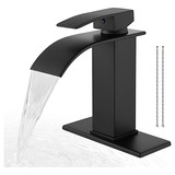 Grifo Bao Negro Mate Con Cascada, Monomando Lavabo, Montaje