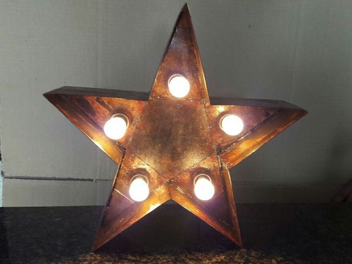 Letras Formas En Chapa Luminosas  Vintage Estrella 30cm 5luc