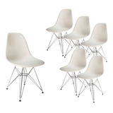 Silla De Comedor De Plástico Diseño Pata Cromada Dsw - Eames X 6