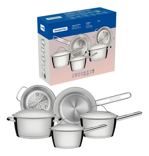 Conjunto Jogo De Panelas Aço Inox 5 Peças Allegra Tramontina