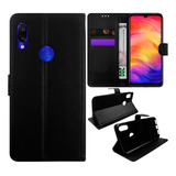 Capa Capinha Carteira + Pelicula Vidro Para Redmi Note 7 Pro