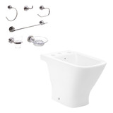 Juego Baño Bidet Roca The Gap + Accesorios Aqualaf 6 Piezas