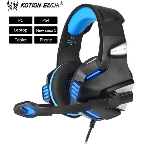 Auriculares Kotion Each G7500 Universal Wired 3.5mm Usb Azul Color Black/blue