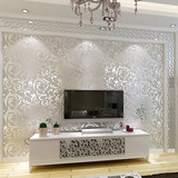 1x 10m Luxury Silver 3d Damask Embossed Wallpaper Ro