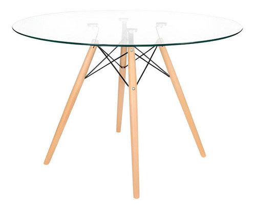 Mesa De Comedor Eames 100cm Redonda Vidrio