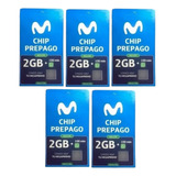 Chips Movistar Prepago Incluye 100 Min + 2 Gb Pack 5 Chips