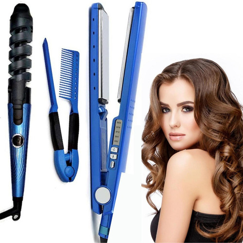 Kit Plancha 450° + Rizador + Peine Cabello Gama Titanio Pro