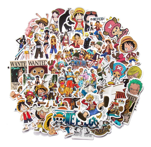 100 Pegatinas Stickers Anime One Piece Contra Agua 