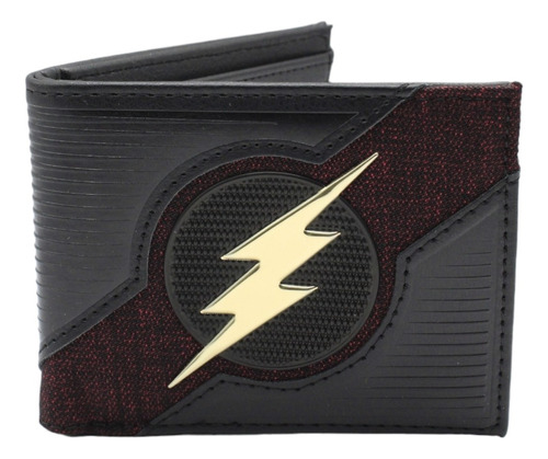 Cartera De Flash - Dc Comics - Logo Metálico Pro Negra