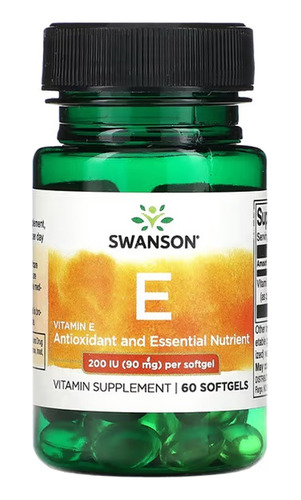 Vitamina E Swanson 200ui 60c Antioxidante Nutriente Esencial