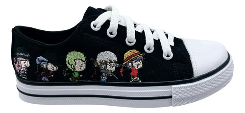Tenis De Lona Bordados De Muñecos One Piece En Tendencia