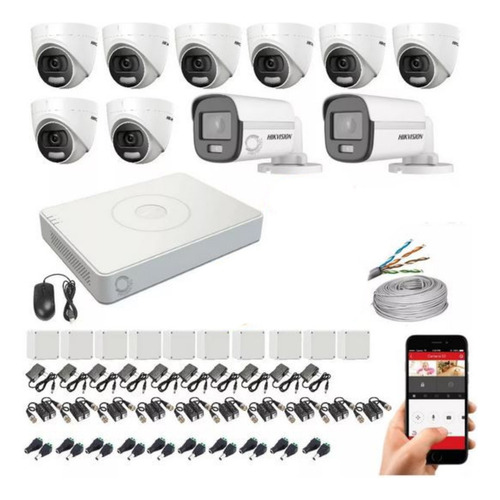 Kit Hikvision Dvr 1080p/ 16ch+10 Camaras A Color En La Noche