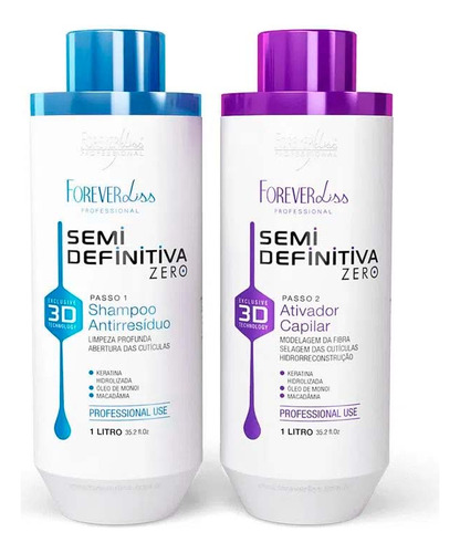 Kit Escova Progressiva Zero 1l Profissional Forever Liss 