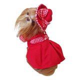 Roupa Pet Sobretudo Vestido Com Chapéu Vermelho Cão Gato