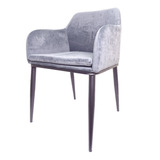 Sitial O Silla De Felpa Gris Con Patas Negra De Metal Home40