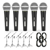 Kit Mics Arcano Renius-8 Kit Cabos Xlr-p10 + 5 Pedestais