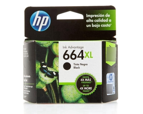 Cartucho Hp 664 Xl Negro F6v31al Original Wis