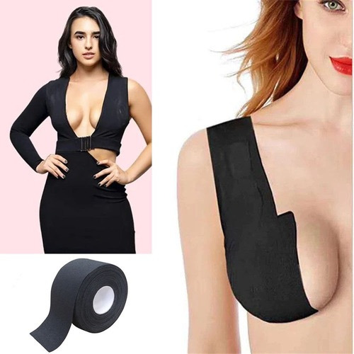 Sutiã Fita Levanta Seios Adesivo Boob Tape 5m X 5cm Preto