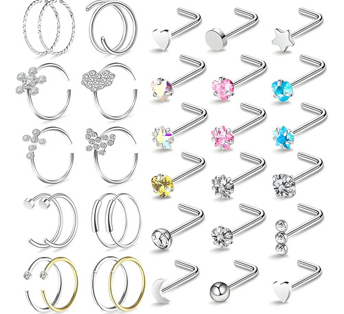 Anillos Nasales Aretes Piercing De Nariz Acero Inoxidable | Meses sin interés