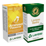 Kit 01 Aminosol Pássaros 10ml 01 Lavizoo Banho 30ml Premium