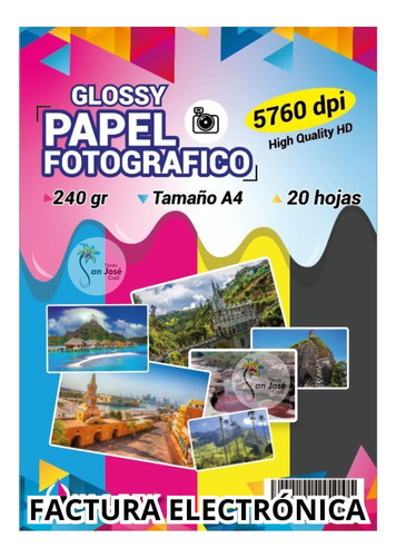 Papel Fotográfico Grueso 240 Gramos X 20 Unidades