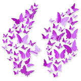 Adhesivos De Mariposas Espejo, Decoración 3d Púrpura