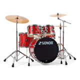 Sonor Aqx Studio Bateria 5 Cuerpos Bombo 20 Fierros Platillo Color Red Moon Sparkle