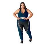 Roupa De Academia Plus Size Conjunto Calça Legging E Top