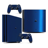 Skin Ps4 Pro Compatível Playstation Metalico Brilho Azul