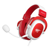 Headset Gamer Havit H2002d, Conector P2, Branco Com Vermelho