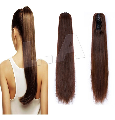 Cabelo Aplique Rabo De Cavalo Marrom C/ Piranha Presilha 60c