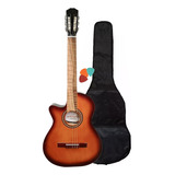 Guitarra Electrocriolla Zurda Tipo Godin 1/2 Caja Mic Contac