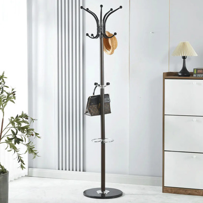Perchero Armable De Piso Marrón Diseño Moderno Con Acabado Estilo Mármol