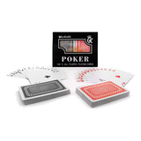 Juego De Cartas Póker Royal 100% Plastica Idioma Español Color Rojo Y Negro - Set De2 Mazos