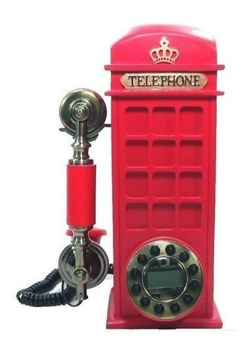 Telefone Londrino Funcional Cabine Telefônica Retrô - 33cm