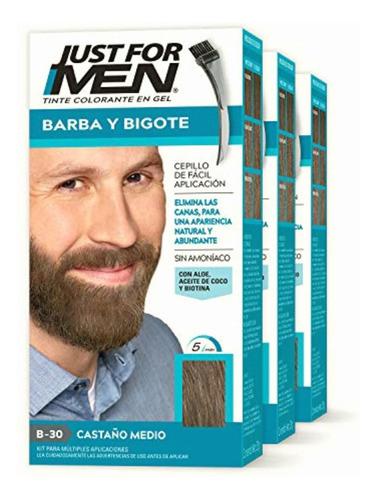 Just For Men Tinte Barba/bigote Castaño Medio 3pz